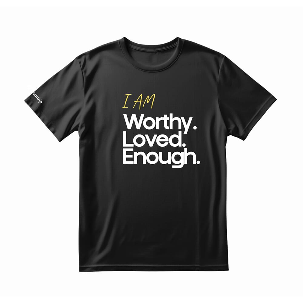 I Am Worthy Round Neck T-shirt - Black